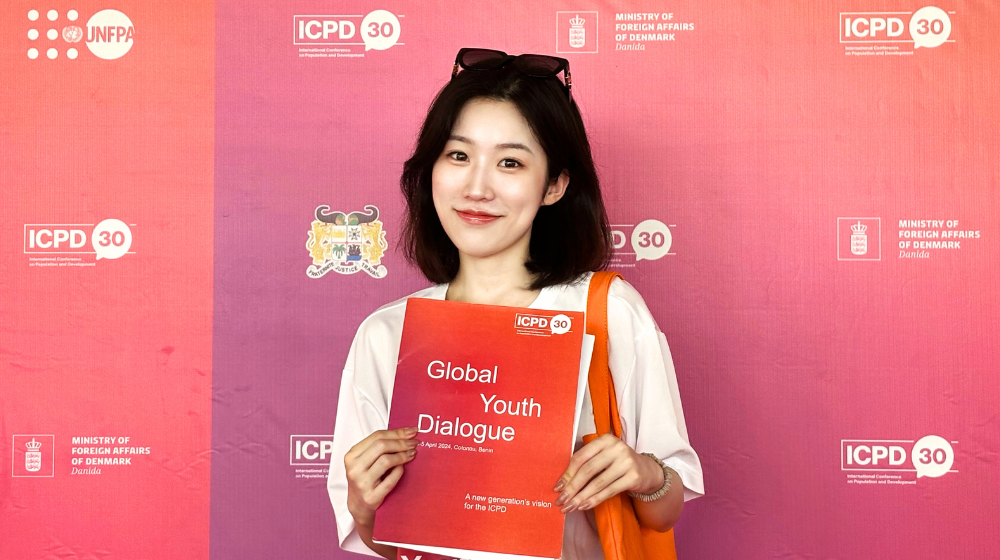 Zhou Qi at the ICPD30 Global Youth Dialogue in Benin in April 2024. Photo courtesy of Zhou Qi