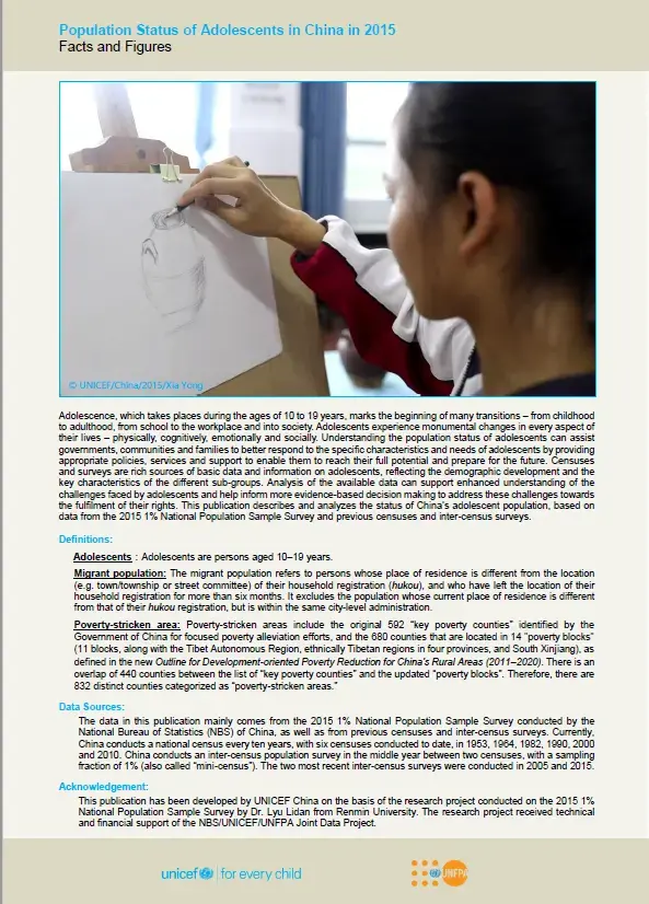 Population Status of Adolescents in China in 2015: Facts and Figures